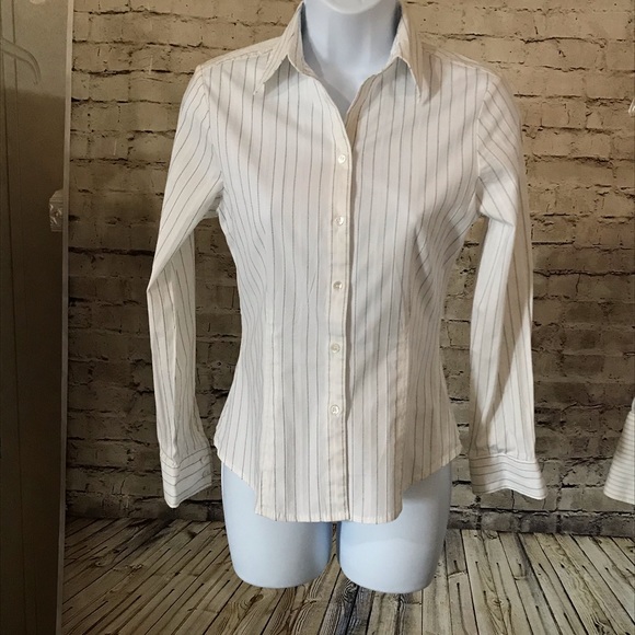 The Limited Button Down Blouse With Pinstripes - Picture 1 of 5